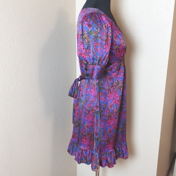 Betsey Johnson Floral VNeck Tie Back Ruffle Dress - Picture 3 of 6